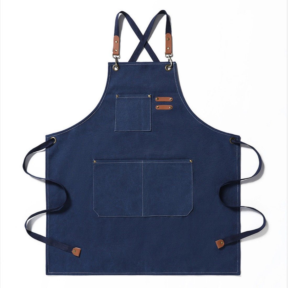 Cross Back Canvas Apron with Pockets