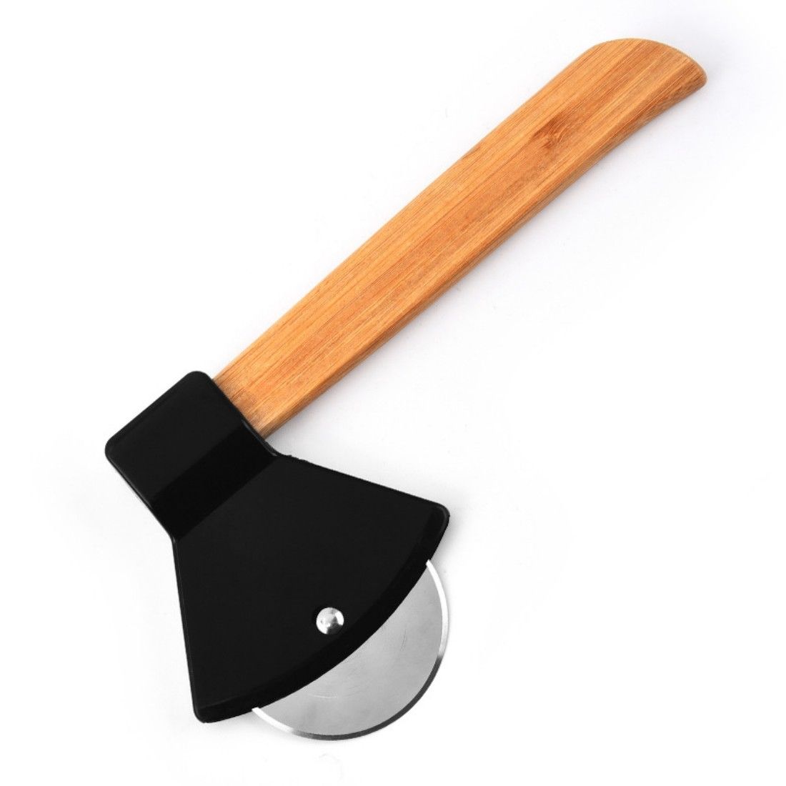 Stainless Steel Axe Pizza Cutter w/ Bamboo Handle
