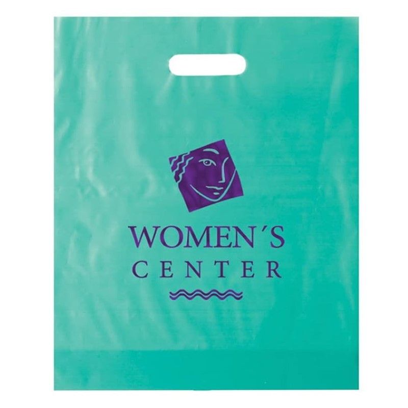 Custom Frosted Die Cut Plastic Bag - 12W x 15H x 3D