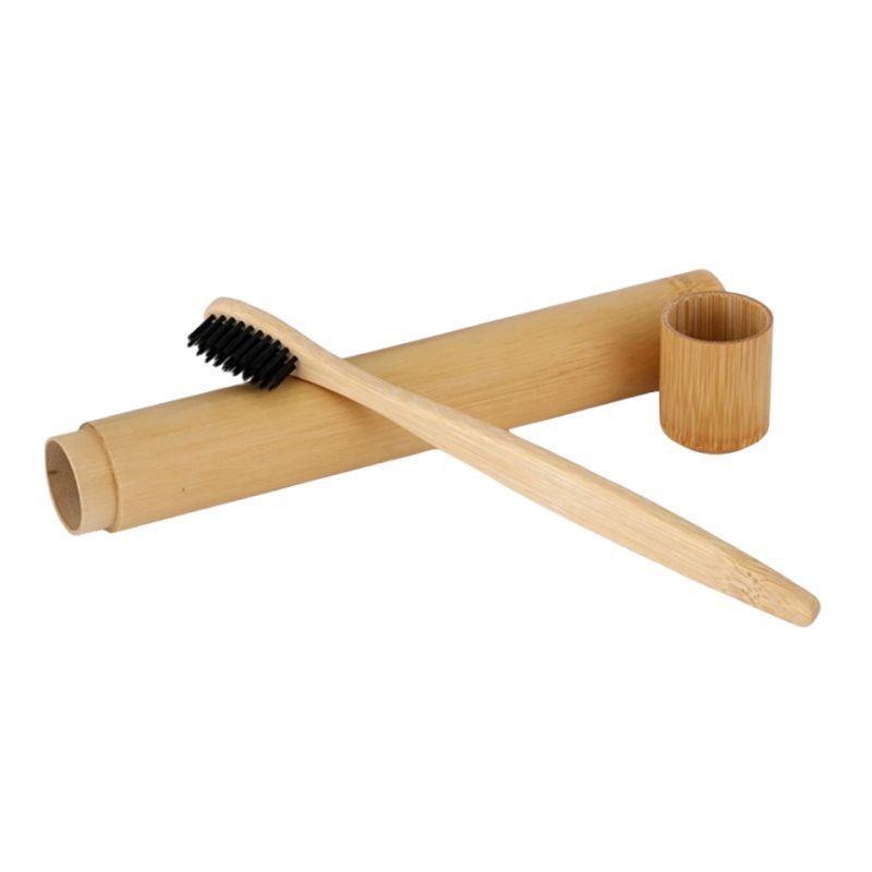 Engraved Bamboo Toothbrush Set with Case for Adult