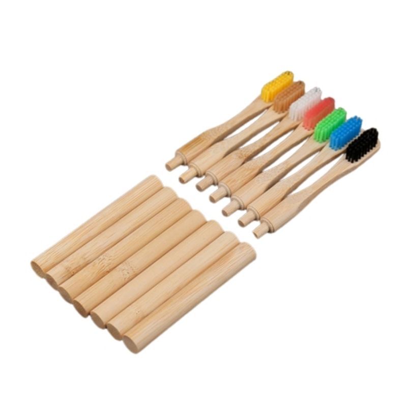 Adult Bamboo Toothbrush Set with 2 Replaceable Heads