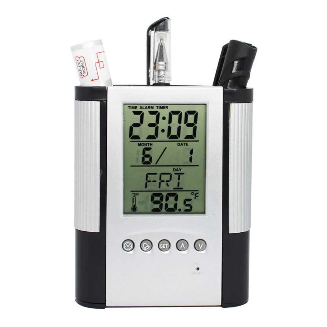 Custom Desk Pen Holder with Digital Clock