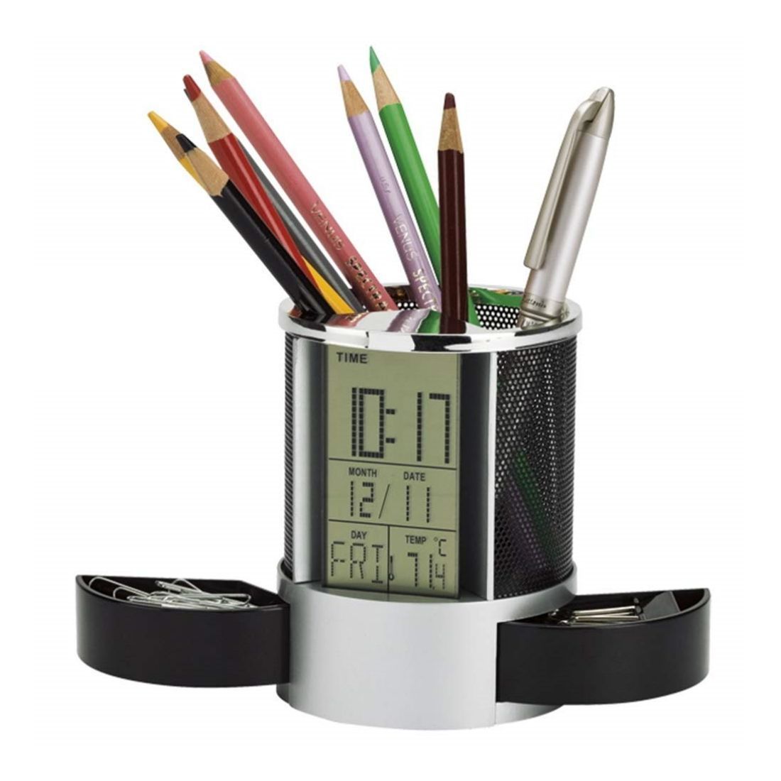 Custom Metal Pen Holder with Digital ALarm Clock