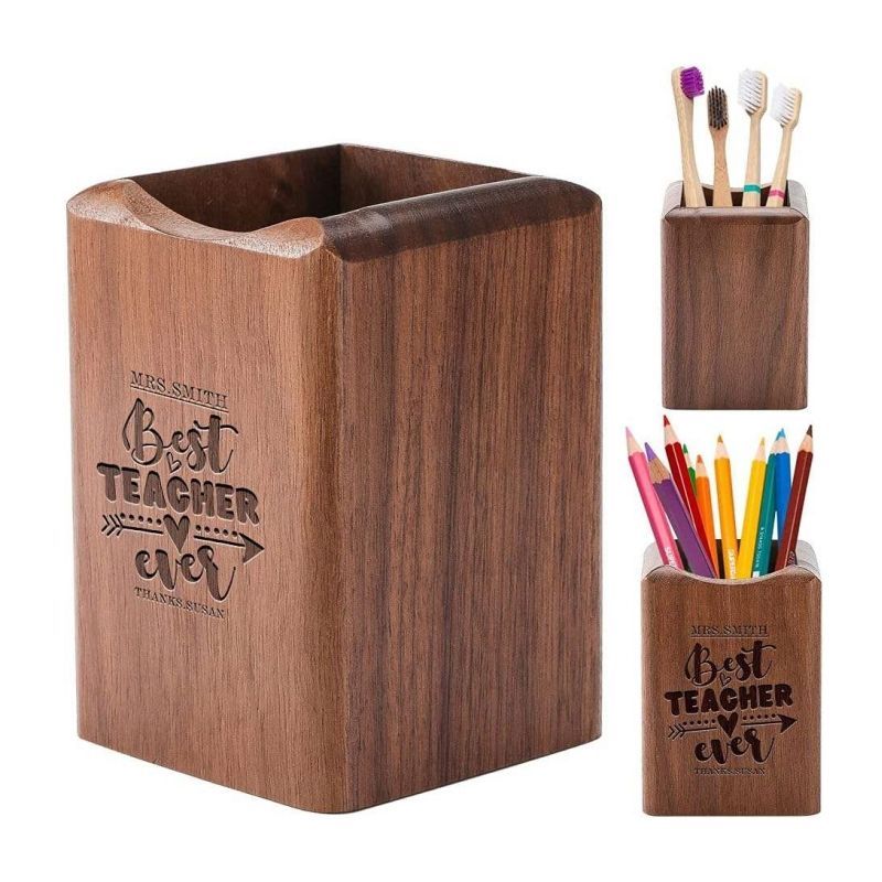 Custom Wood Desk Pen Holder