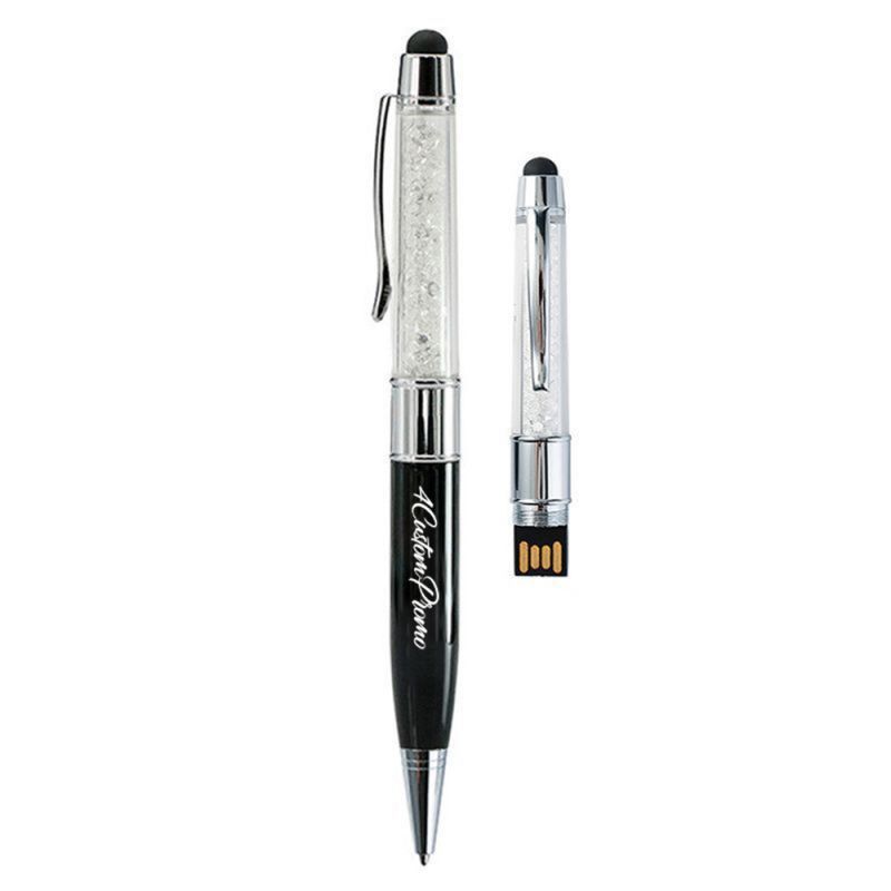 Custom 3-in-1 USB Pen with Stylus and Crystal Ballpoin