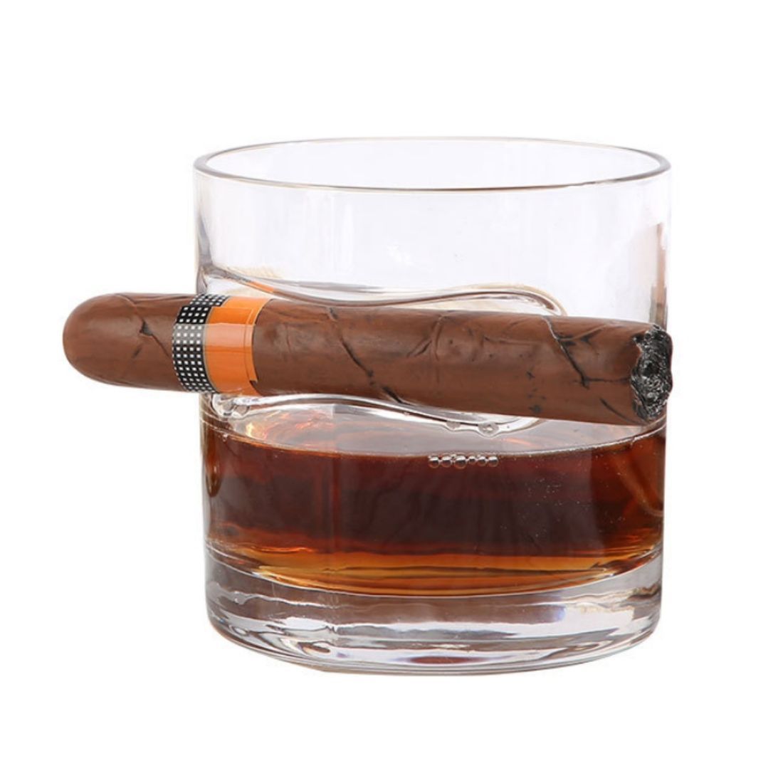 Custom 10 oz Whiskey Glass with Cigar Holder
