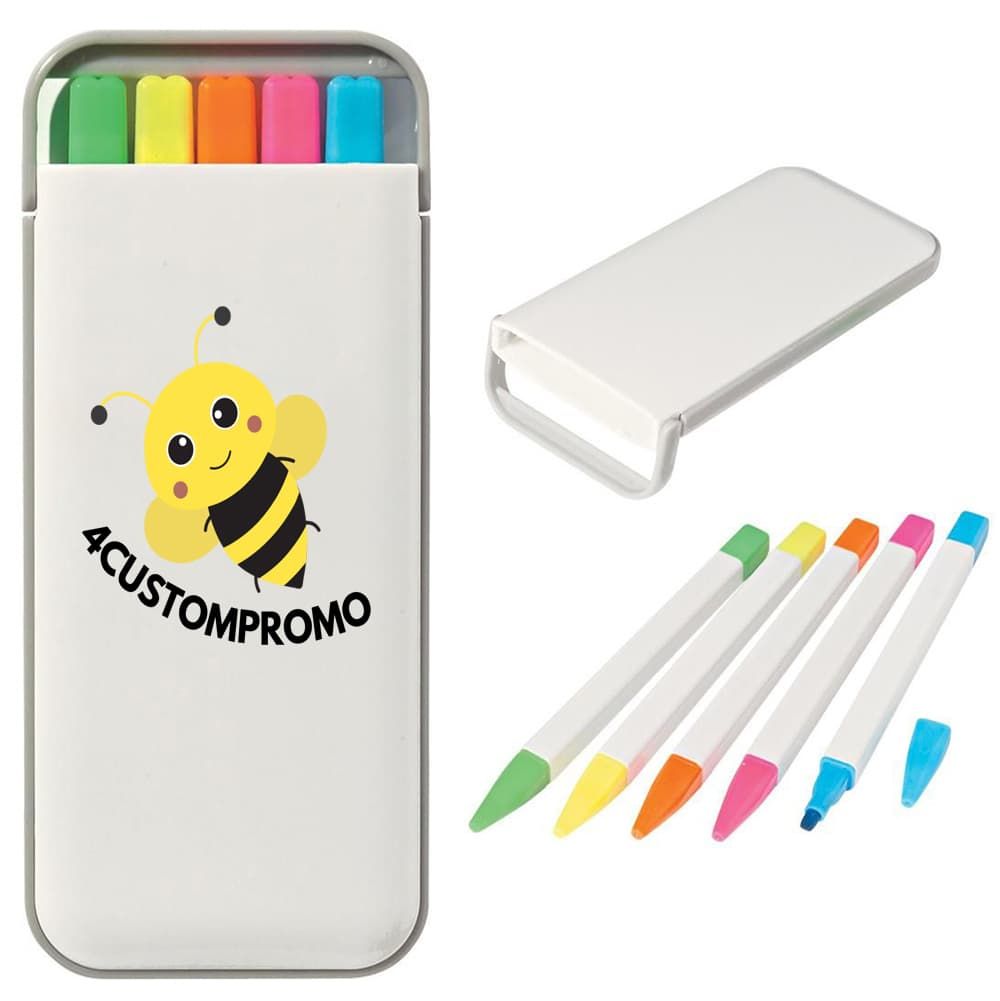 Custom Highlighter Pens Set with Case - 5 Pieces