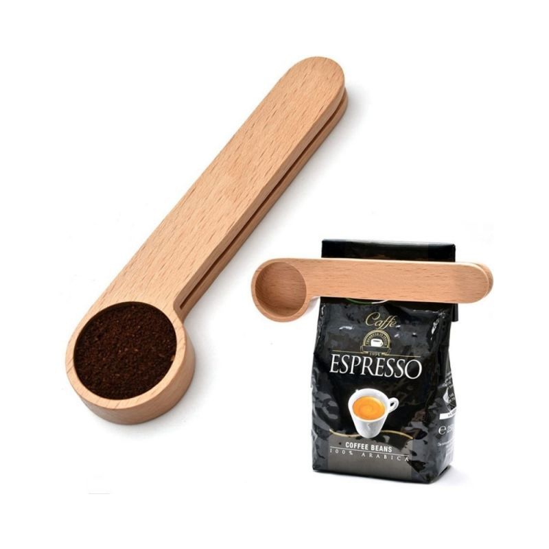 Custom Wooden Coffee Scoop with Bag Clip