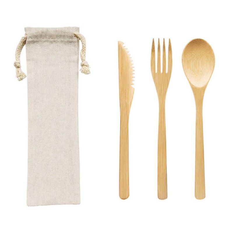 Promotional Bamboo Utensil Set with Travel Pouch
