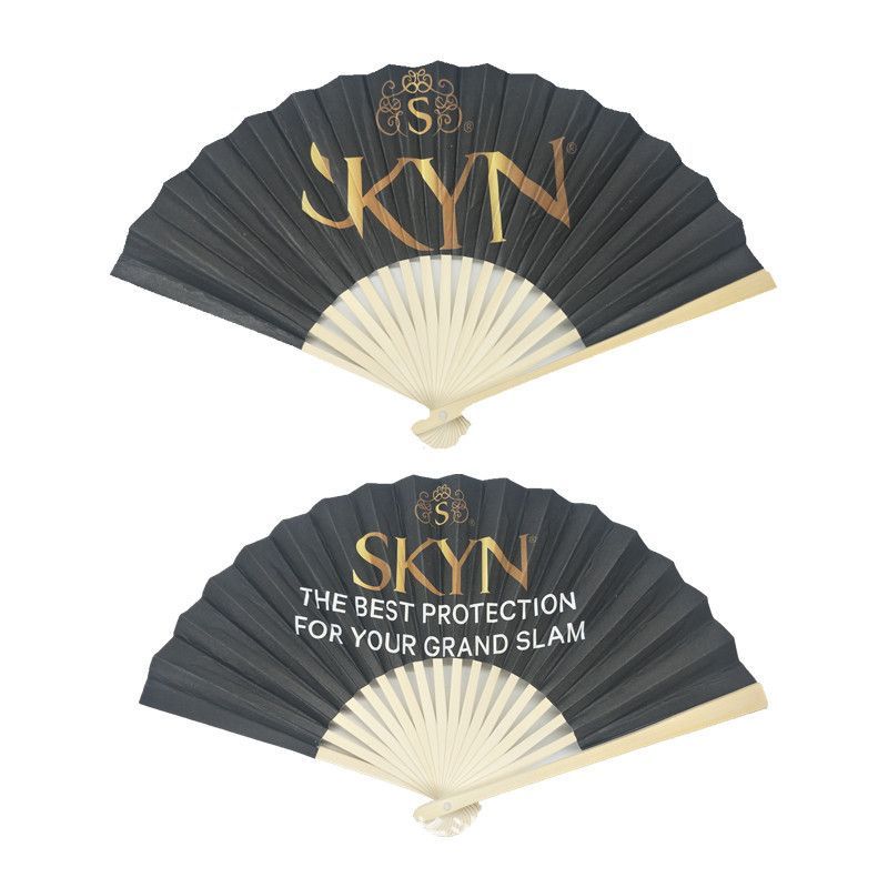 Double-Sided Printing Bamboo Hand Fan with Paper Leaf