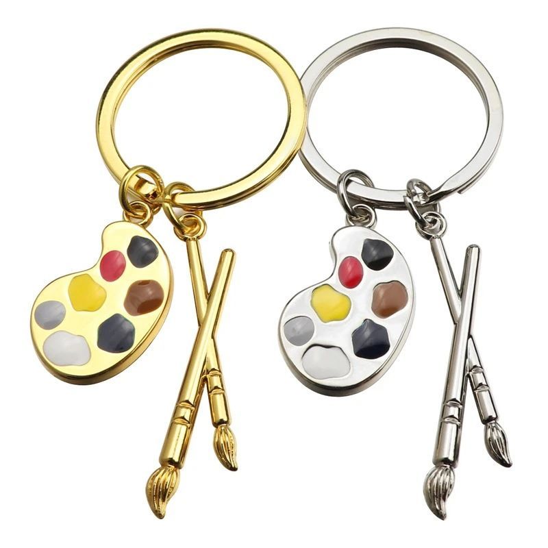  Custom Artist Palette Keychain with Paintbrush