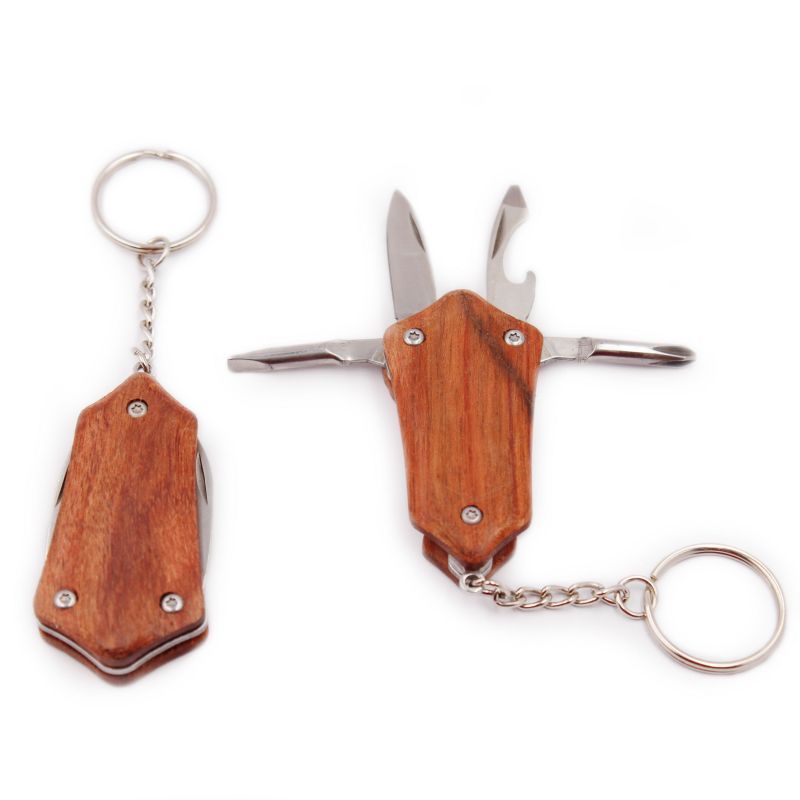 Custom 5-in-1 Wooden Multi Tool Keychain