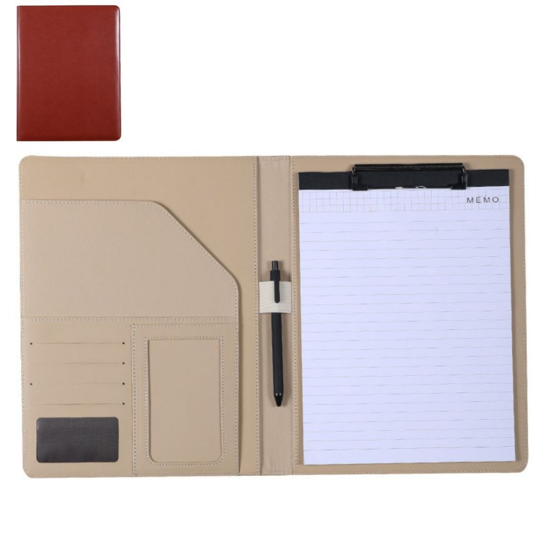 Custom A4 Leather Padfolio Clipboard Folder