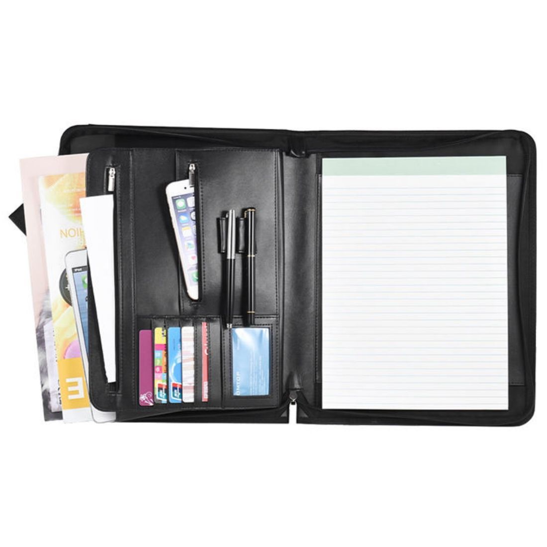 Custom A4 Leather Zippered Portfolio Organizer