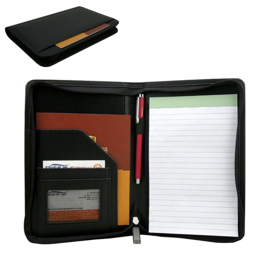 Custom A5 PU Leather Zippered Business Portfolio