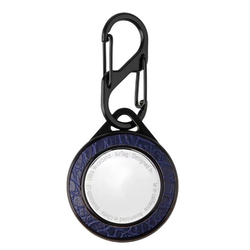 Croc Pattern PU Leather AirTag Case with Carabiner