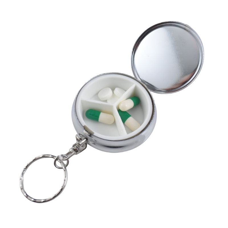 Custom Metal Pill Box Keychain with 3 Compartments