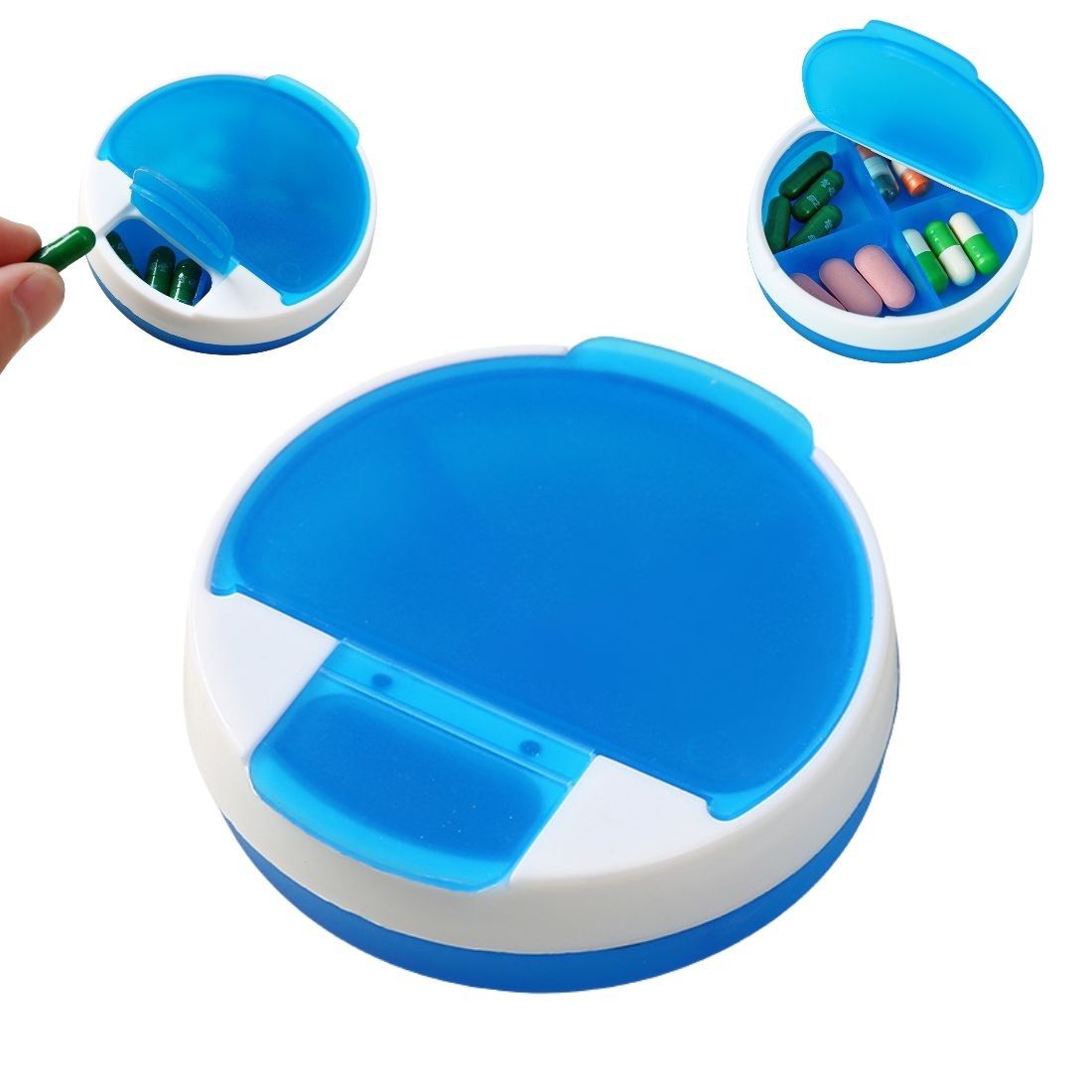 Custom Round Pill Organizer with 4 Compartments