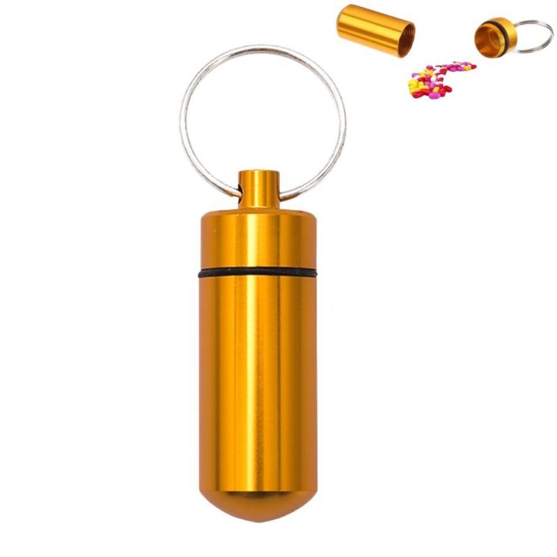 Engraved Aluminum Alloy Pill Box Keychain