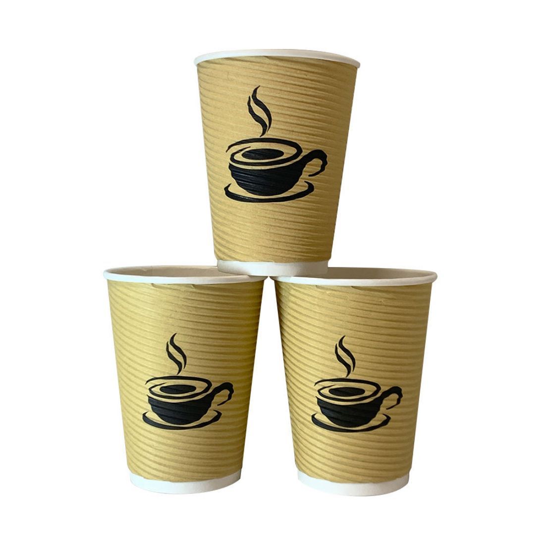 Custom 12 oz Kraft Ripple Paper Cups - 500/Case