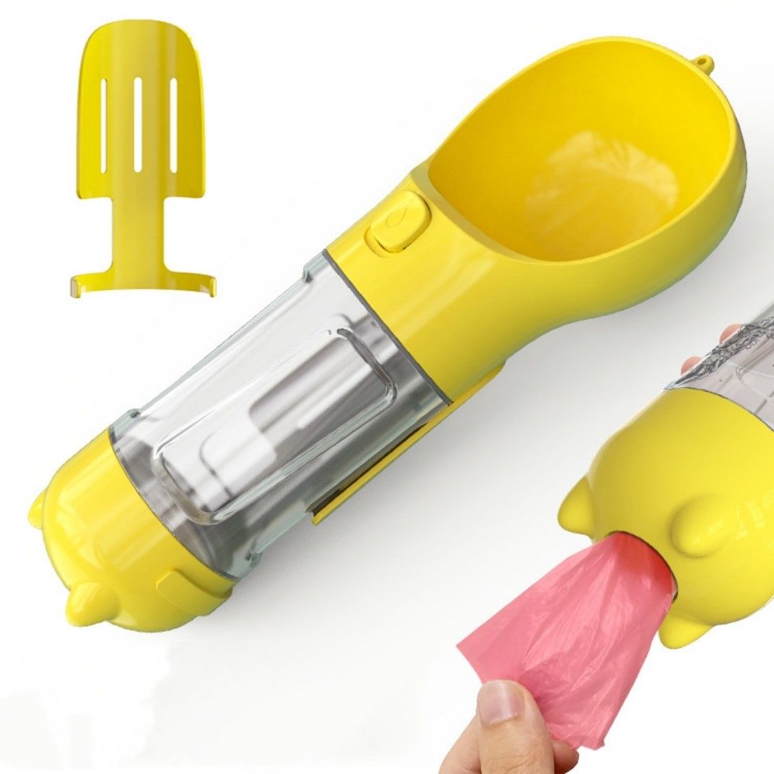 Pet Water Bottle with Poop Bag Dispenser & Shovel