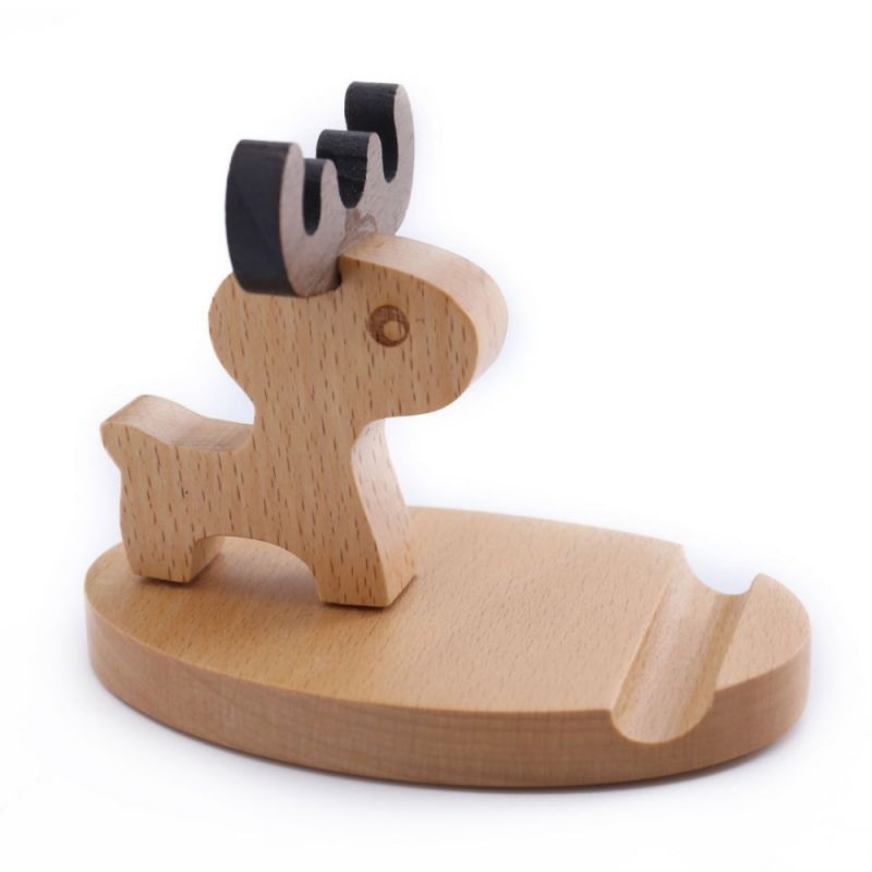 Custom Deer-Shaped Wooden Phone Stand