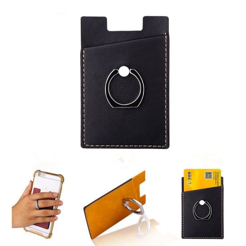 RFID Blocking Leather Phone Wallet with Ring Grip