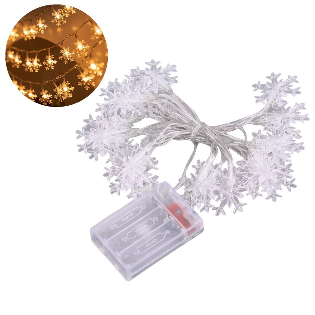 Battery Operated Snowflake LED Fairy String Lights
