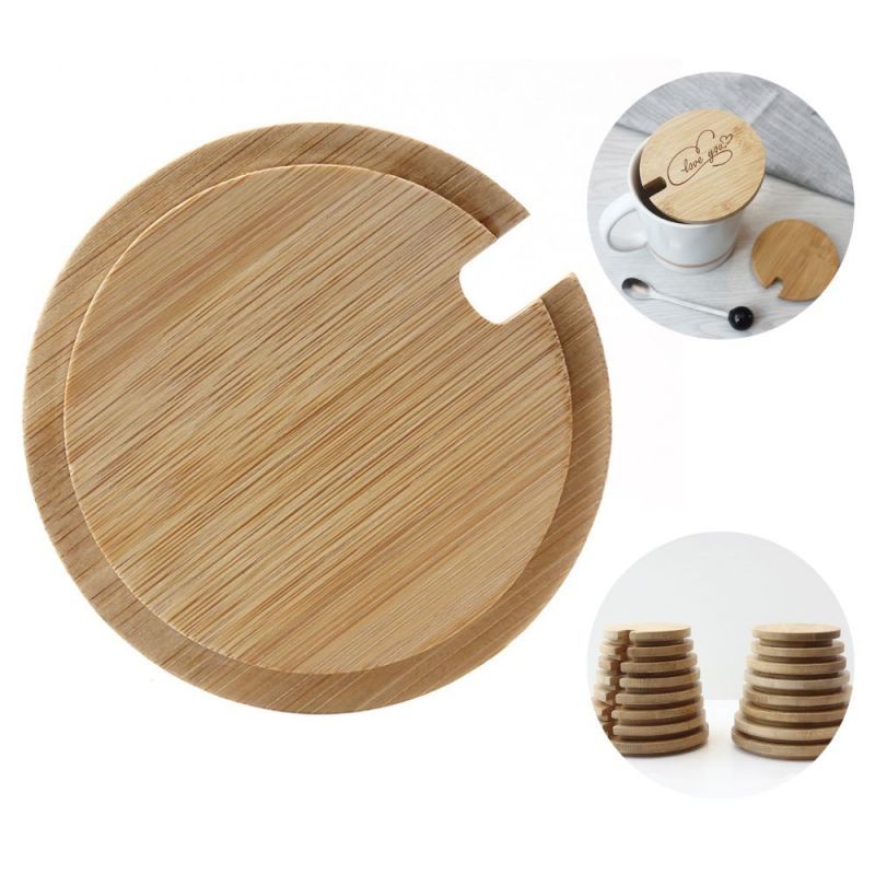 Custom Bamboo Mug Lid with Spoon Slot