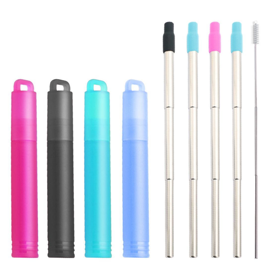 Custom Retractable Stainless Steel Straw Set
