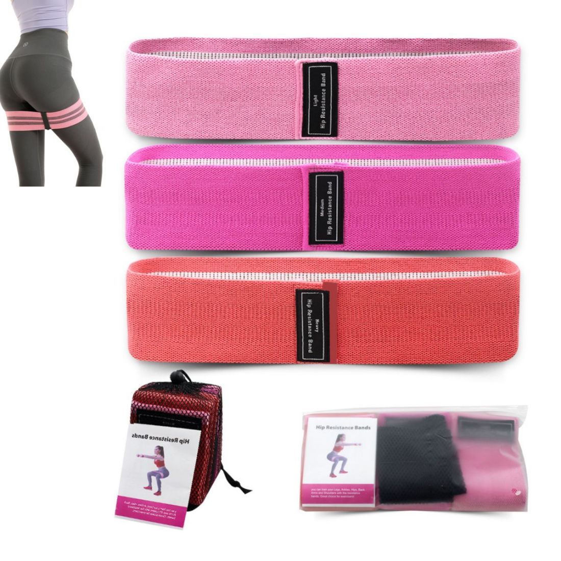 Yoga Hip Resistance Bands Set - 3 Levels