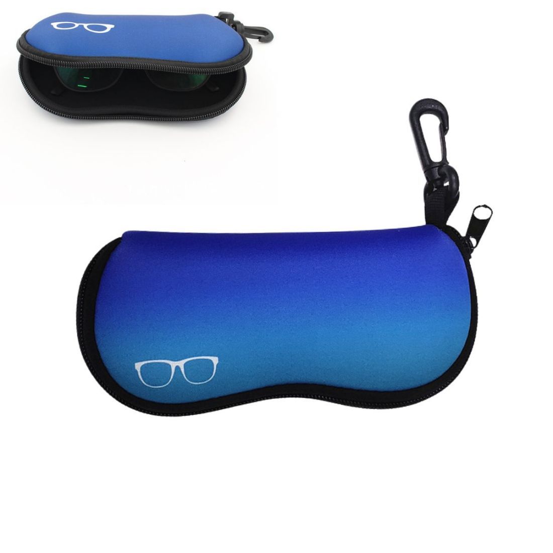 Custom Zippered Soft Glasses Case with Carabiner