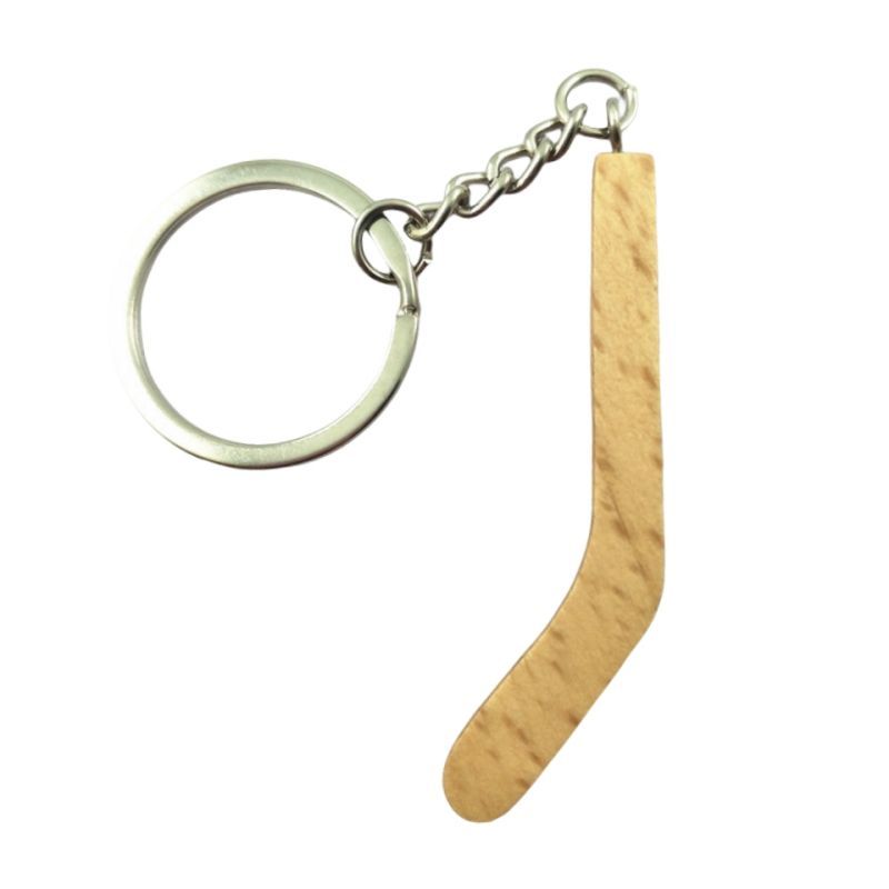 Hockey Stick Wood Promotional Keychain