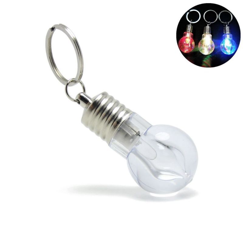 Custom Colorful Flashing LED Light Bulb Keychain