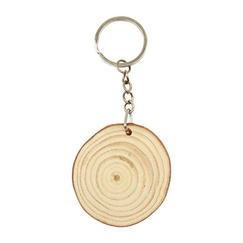 Natural Wood Logo Imprinted Keychain