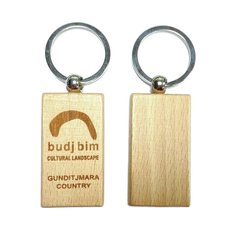 Rectangular Wood Logo Printed KeyChain