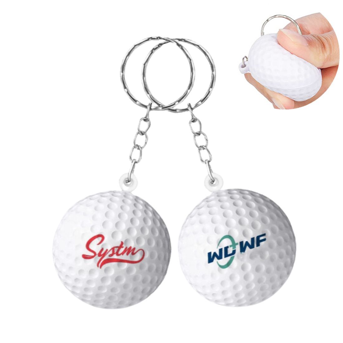 Stress Relief Custom Golf Ball Keychain