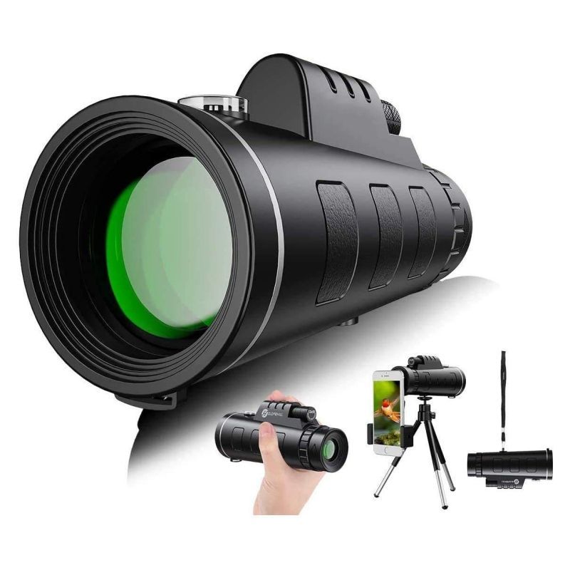 Custom 12x50 Monocular Telescope with Tripod and Phone Mount
