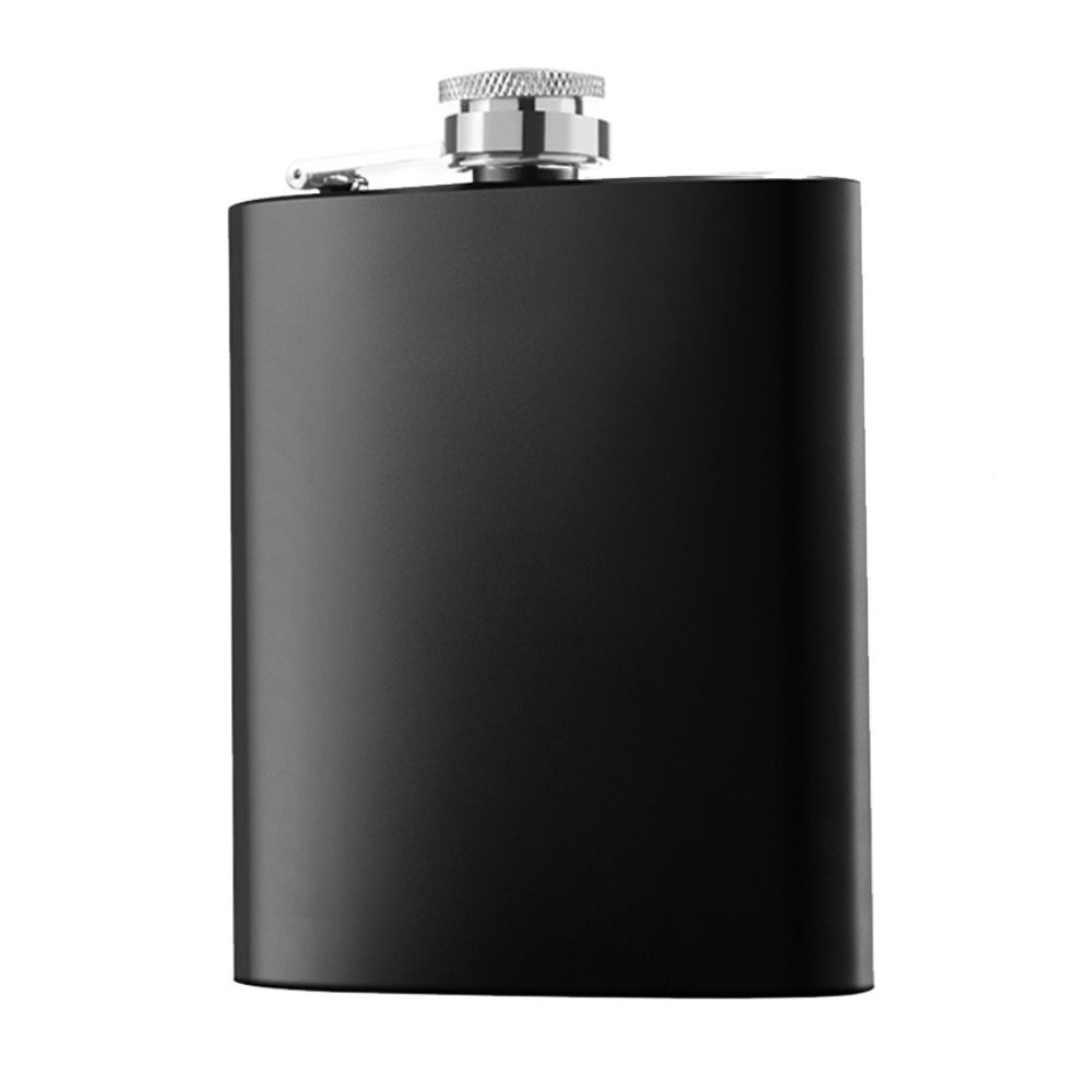Custom 6 oz Matte Black Stainless Steel Hip Flask