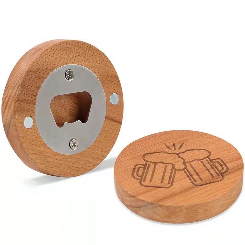 Custom Magnetic Round Wooden Bottle Opener