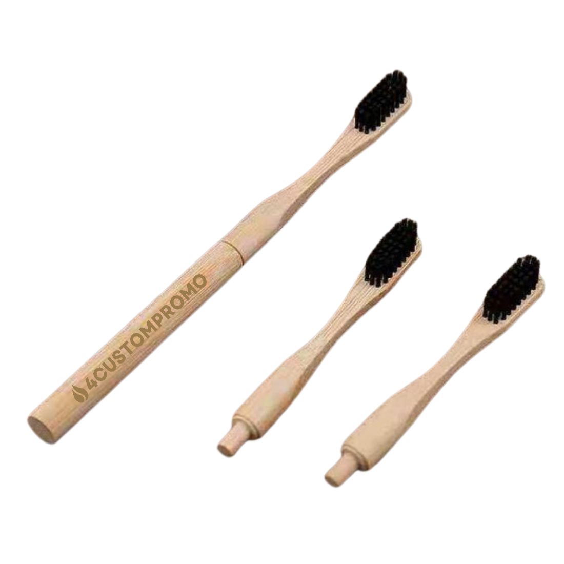 Adult Bamboo Toothbrush Set with 2 Replaceable Heads