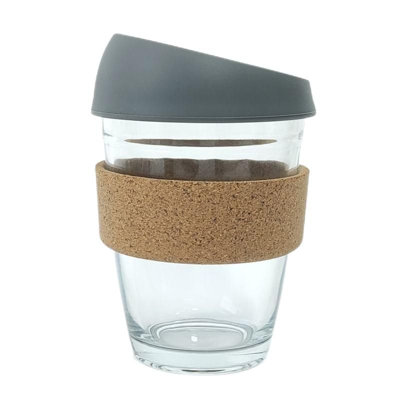 Custom 12 oz Glass Coffee Cup with Cork Sleeve