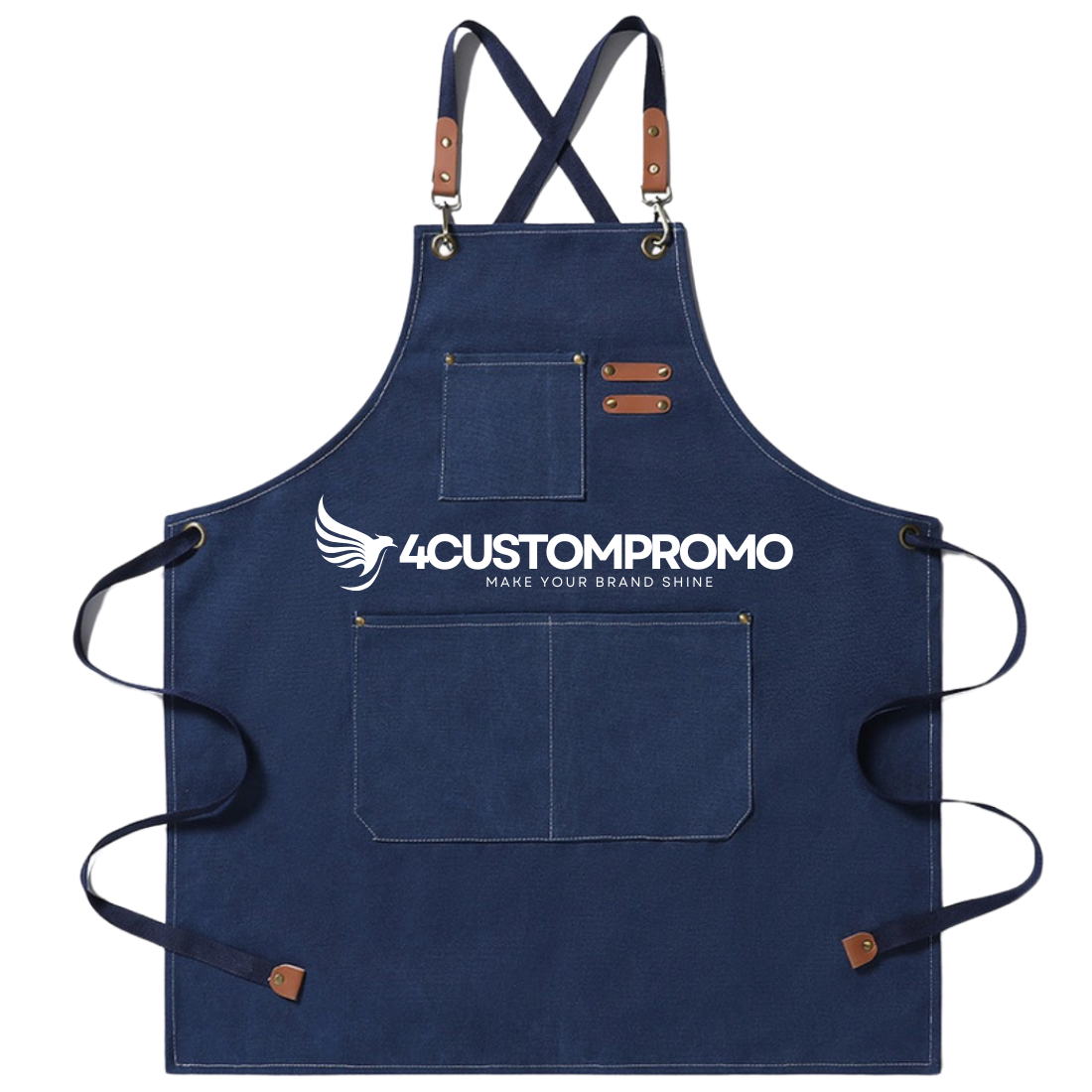 Cross Back Canvas Apron with Pockets
