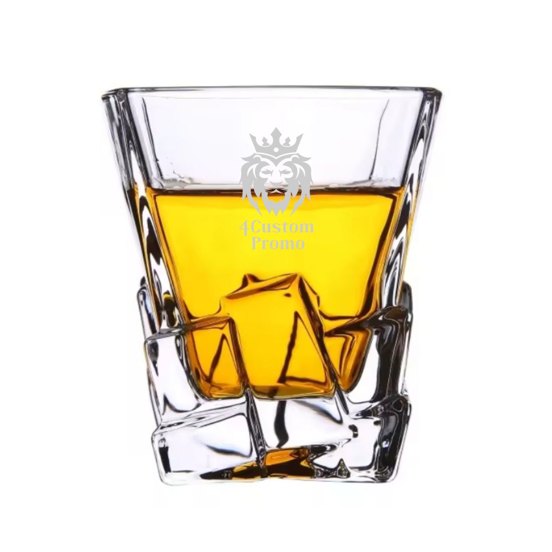 Custom 10 oz Diamond-Cut Crystal Whiskey Glass