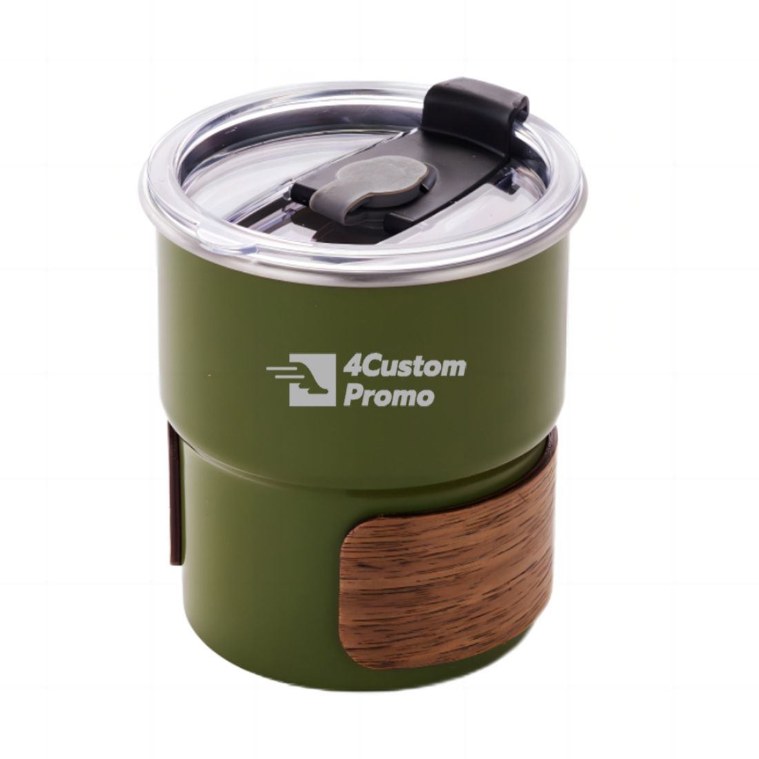 Custom 10 oz Stainless Steel Travel Mug with Wood Accent