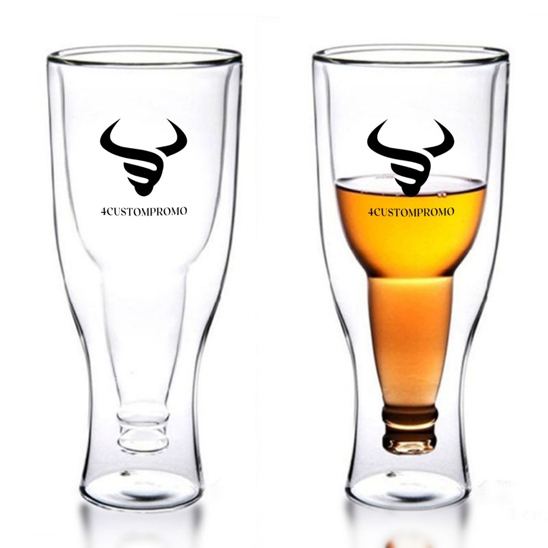 Custom 12 oz Bottle-Shaped Insulated Beer Glass