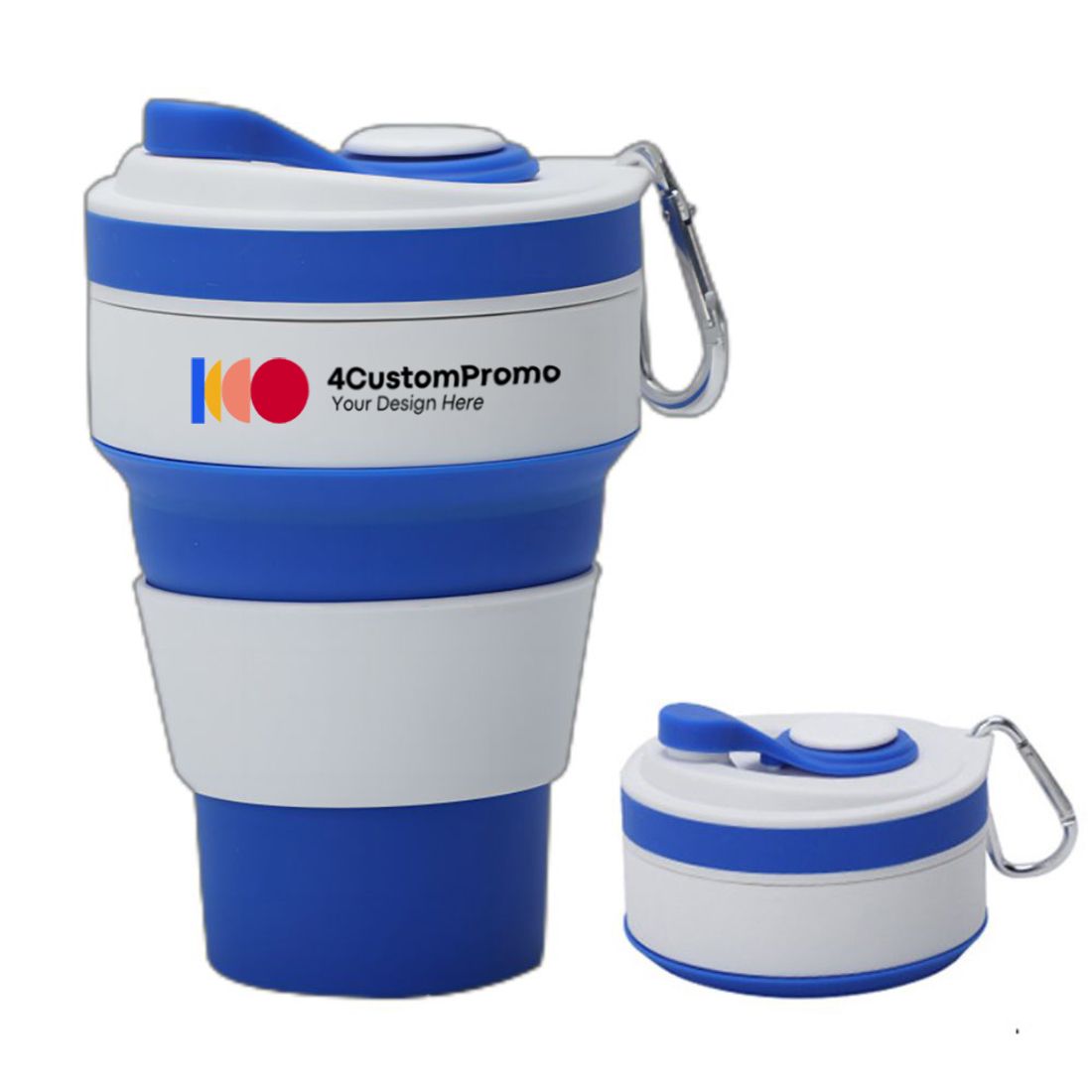 Custom 12 oz Collapsible Silicone Cup w/ Carabiner
