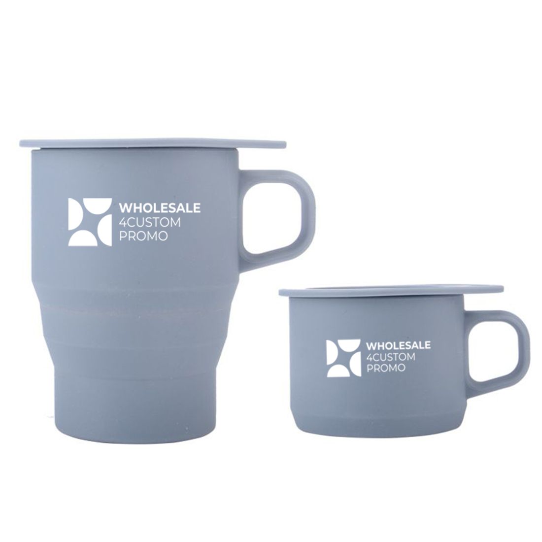 Custom 12 oz Collapsible Silicone Cup with Straw