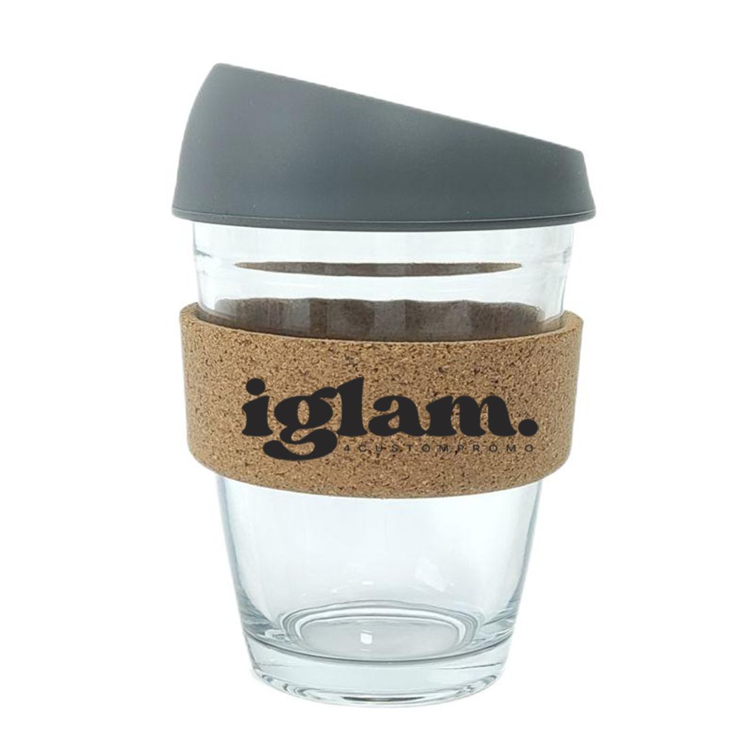 Custom 12 oz Glass Coffee Cup with Cork Sleeve