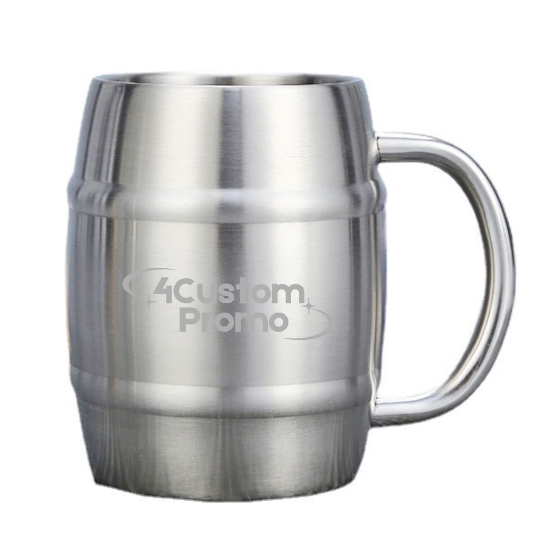 Custom 14 oz Barrel Shaped Stainless Steel Beer Mug